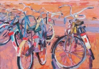 Rowery w Amsterdamie 100x70, olej na płótnie, 2014
