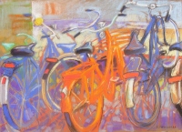 Pomarańczowy rower w Amsterdamie 50x70